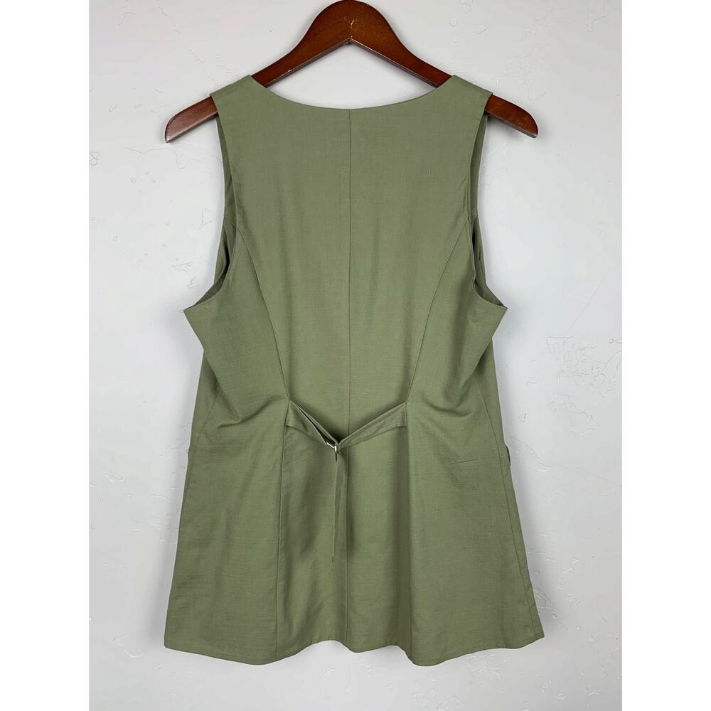 New A New Day Longline Tailored Vest Sleeveless Button Front Green Women's M - Picture 4 of 5